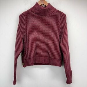 Madewell size XS Women’s Maroon Cotton/Wool Side Button Turtleneck Sweater